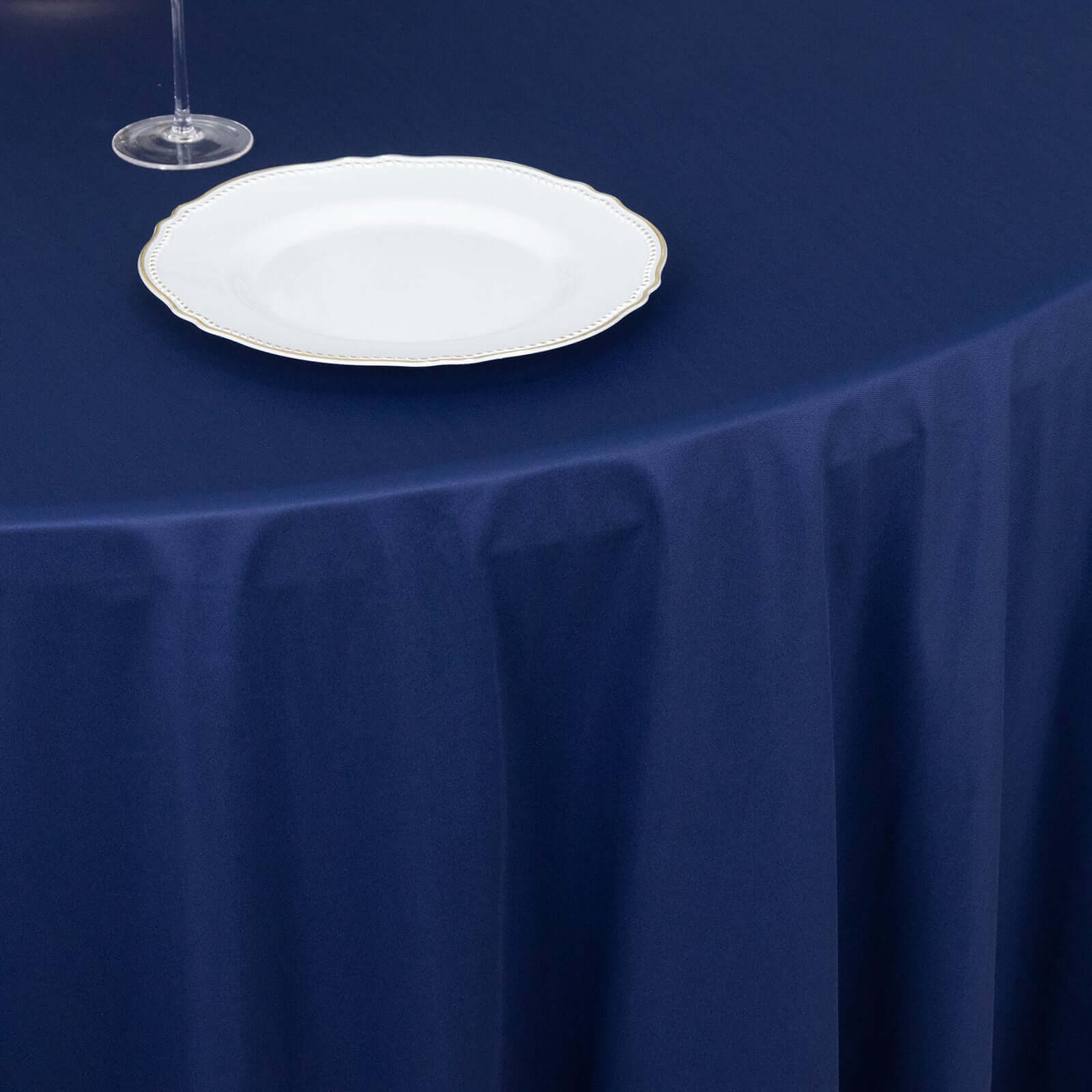 Scuba Round 120" Tablecloth Navy Blue - Wrinkle Free & Stain Resistant Seamless Table Cover