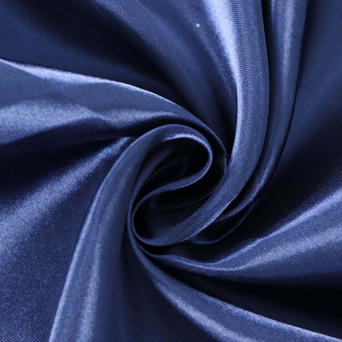 Satin 132" Round Tablecloth Navy Blue - Stylish Seamless Table Cover