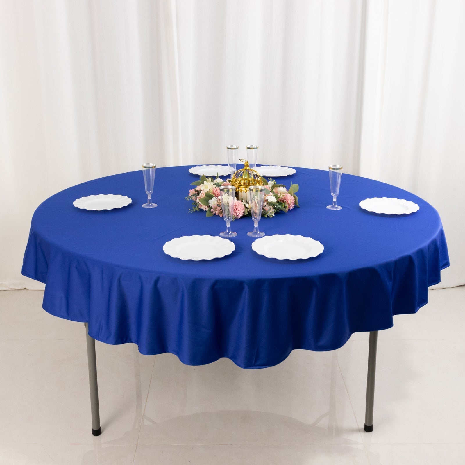 Scuba Round 70" Tablecloth Royal Blue - Wrinkle Free & Stain Resistant Table Cover