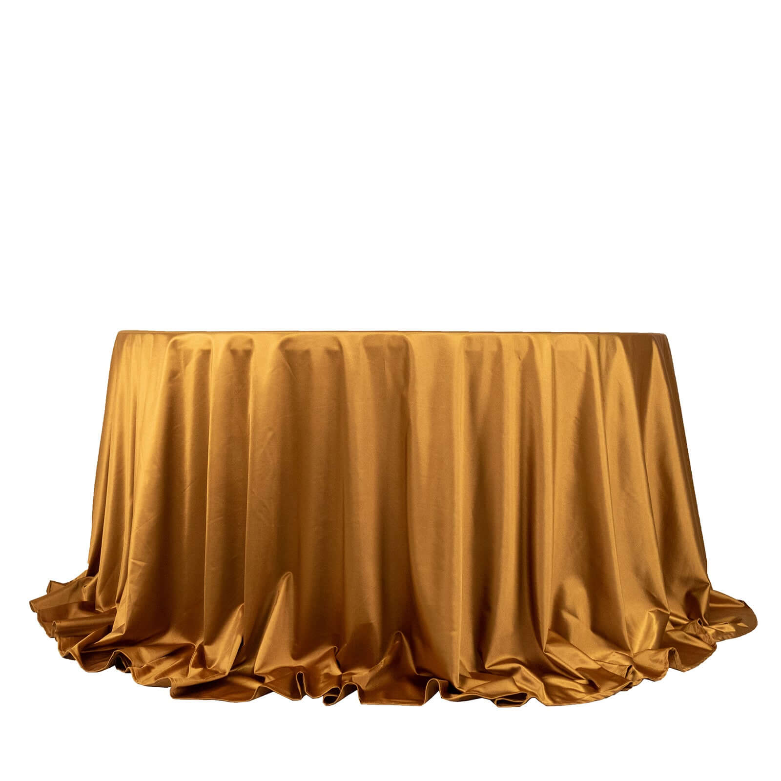 Scuba Round 132" Tablecloth Shimmering Gold - Wrinkle Free, Stain Resistant & Seamless Table Cover for Weddings and Parties