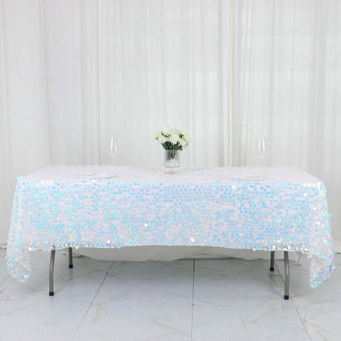 Sequin 60"x102" Rectangle Tablecloth Iridescent Blue - Big Payette Design for Modern Gatherings