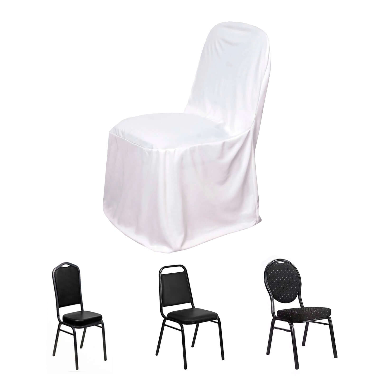 Scuba Stretch Chair Cover White for Banquet Chairs Slim Fit Design - Wrinkle Free and Durable Slipcover for Hotels, Parties & Ceremonies