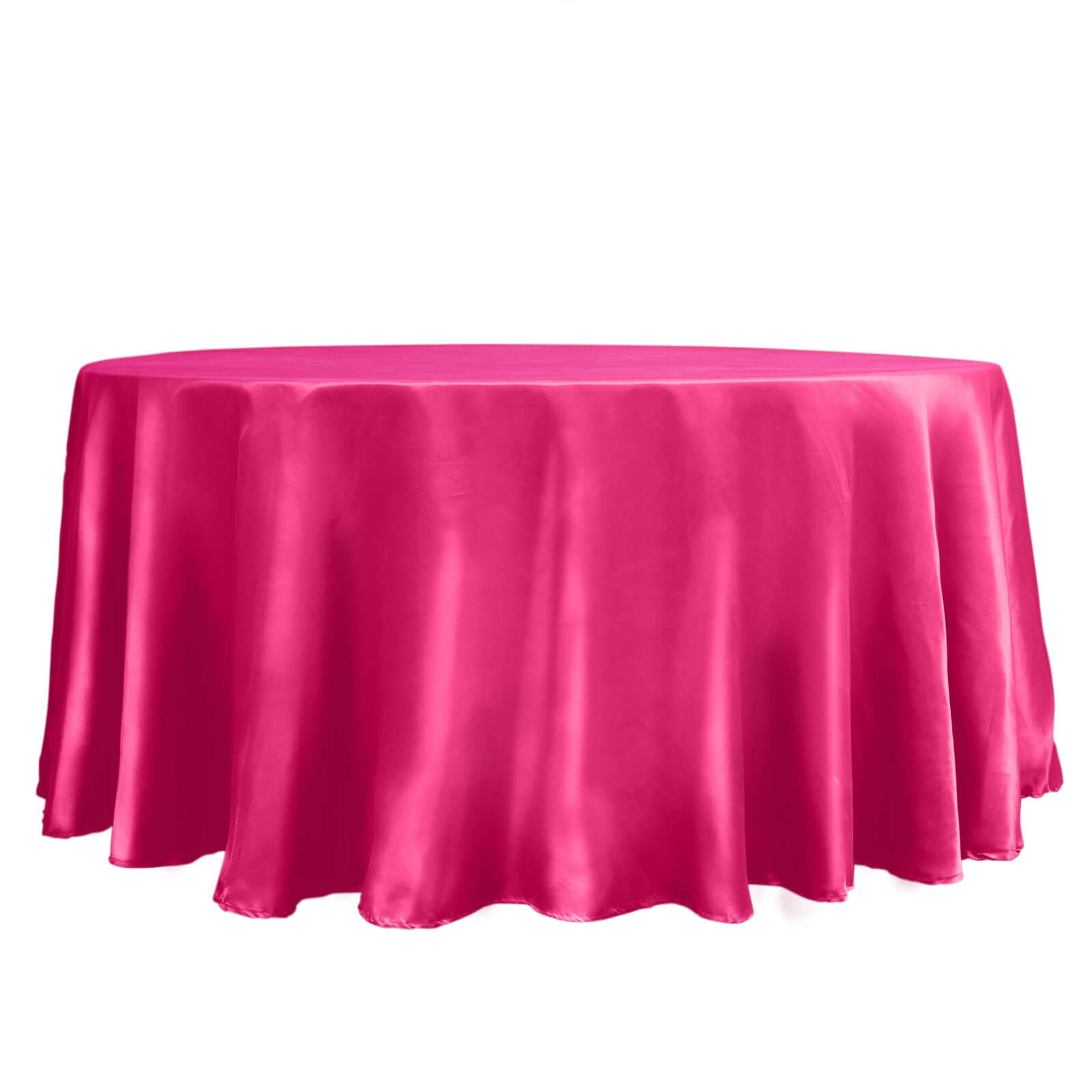 Satin 120" Round Tablecloth Fuchsia - Stylish Seamless Table Cover