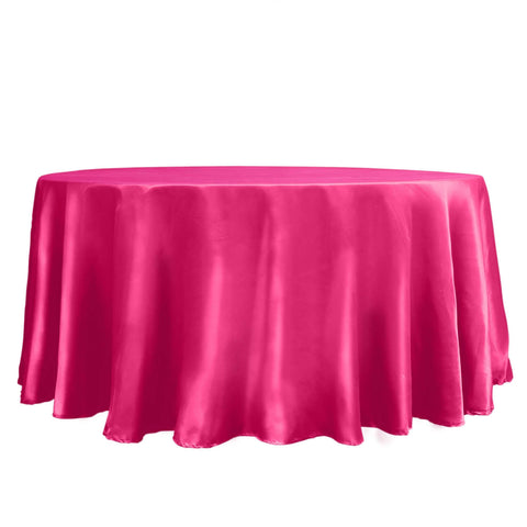 Satin 120" Round Tablecloth Fuchsia - Stylish Seamless Table Cover