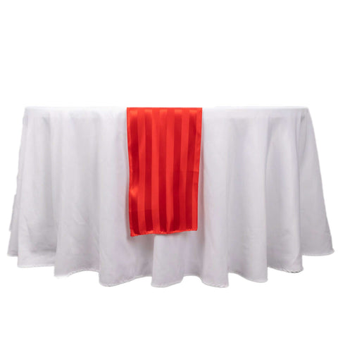 Satin 12"x108" Table Runner Red - Stripe Table Decor