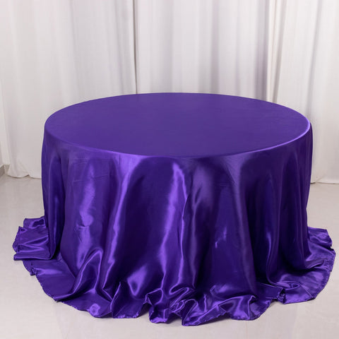 Satin 132" Round Tablecloth Purple - Stylish Seamless Table Cover