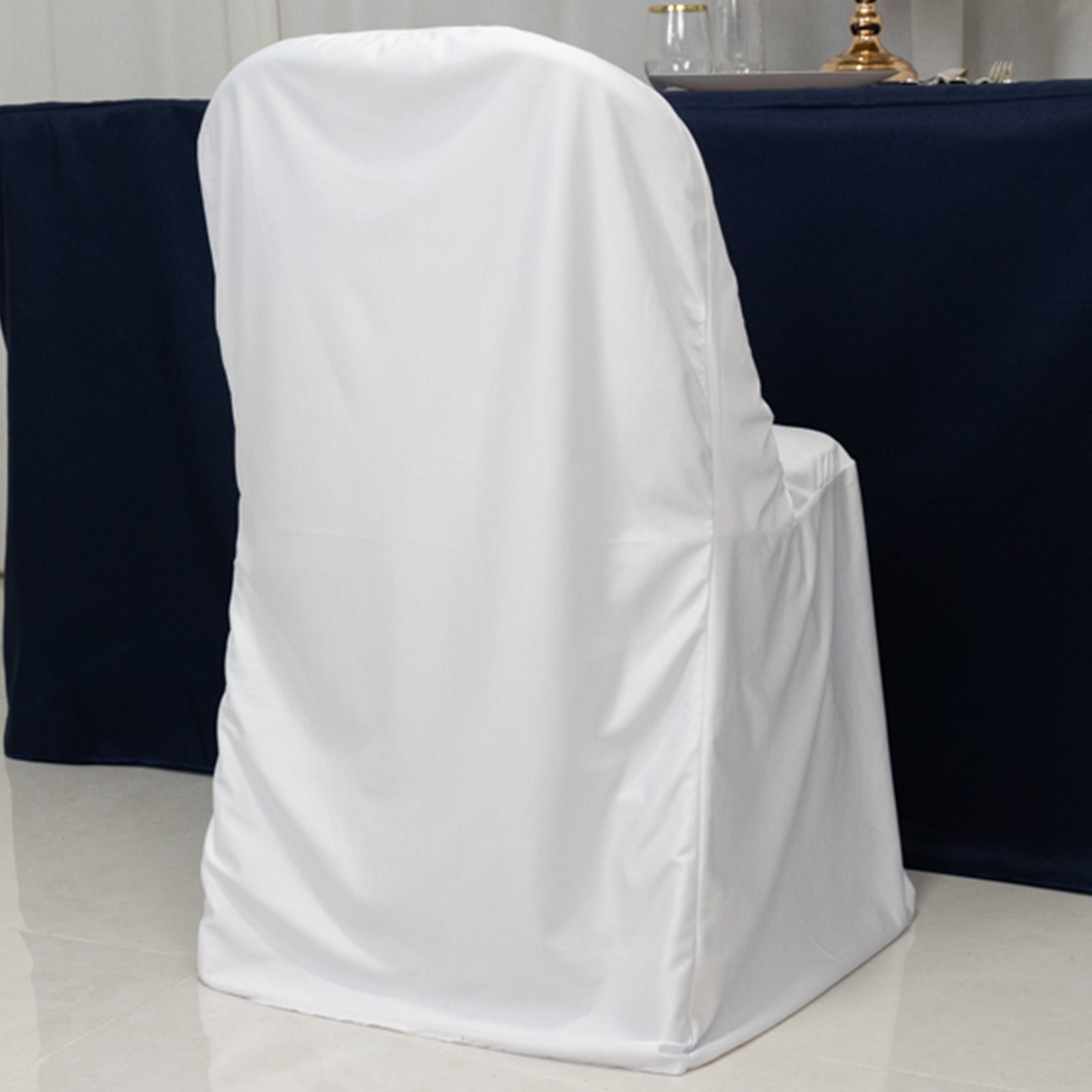 Scuba Stretch Folding Chair Cover White - Wrinkle Free & Durable Slipcover