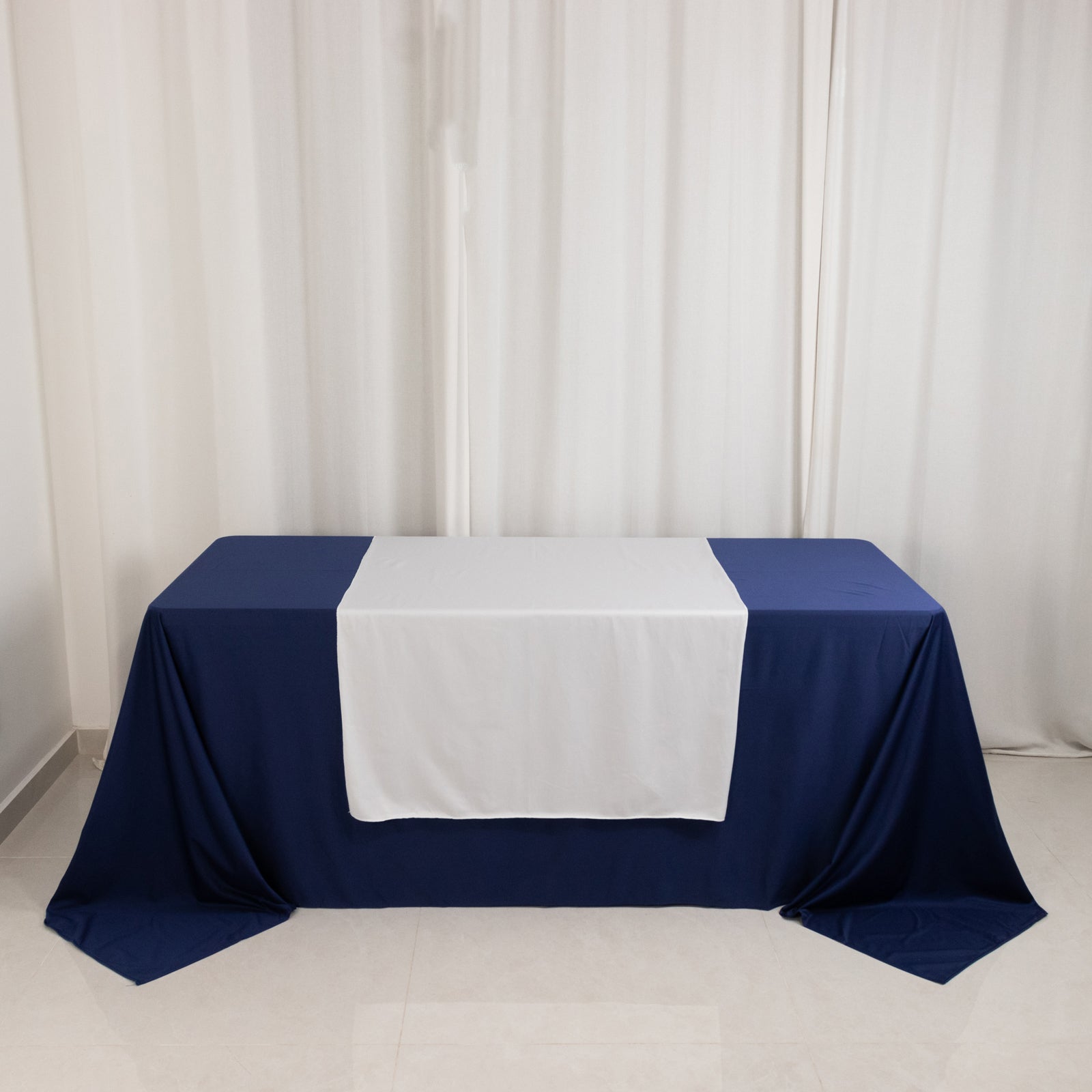 Scuba Polyester 36"x72" Wide Table Runner White - Wrinkle-Free Trade Show Table Linen for Events & Exhibits