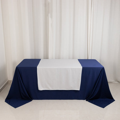 Scuba Polyester 36"x72" Wide Table Runner White - Wrinkle-Free Trade Show Table Linen for Events & Exhibits