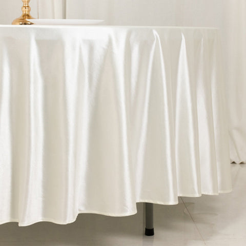Scuba Round 108" Tablecloth Shimmering Pearl White - Wrinkle Free & Stain Resistant Table Cover