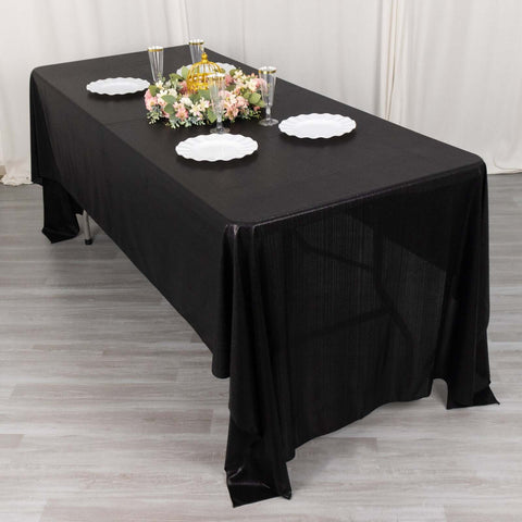 Sequin Dots Polyester 60"x126" Rectangle Tablecloth Shimmering Black - Wrinkle Free & Sparkling Table Cover