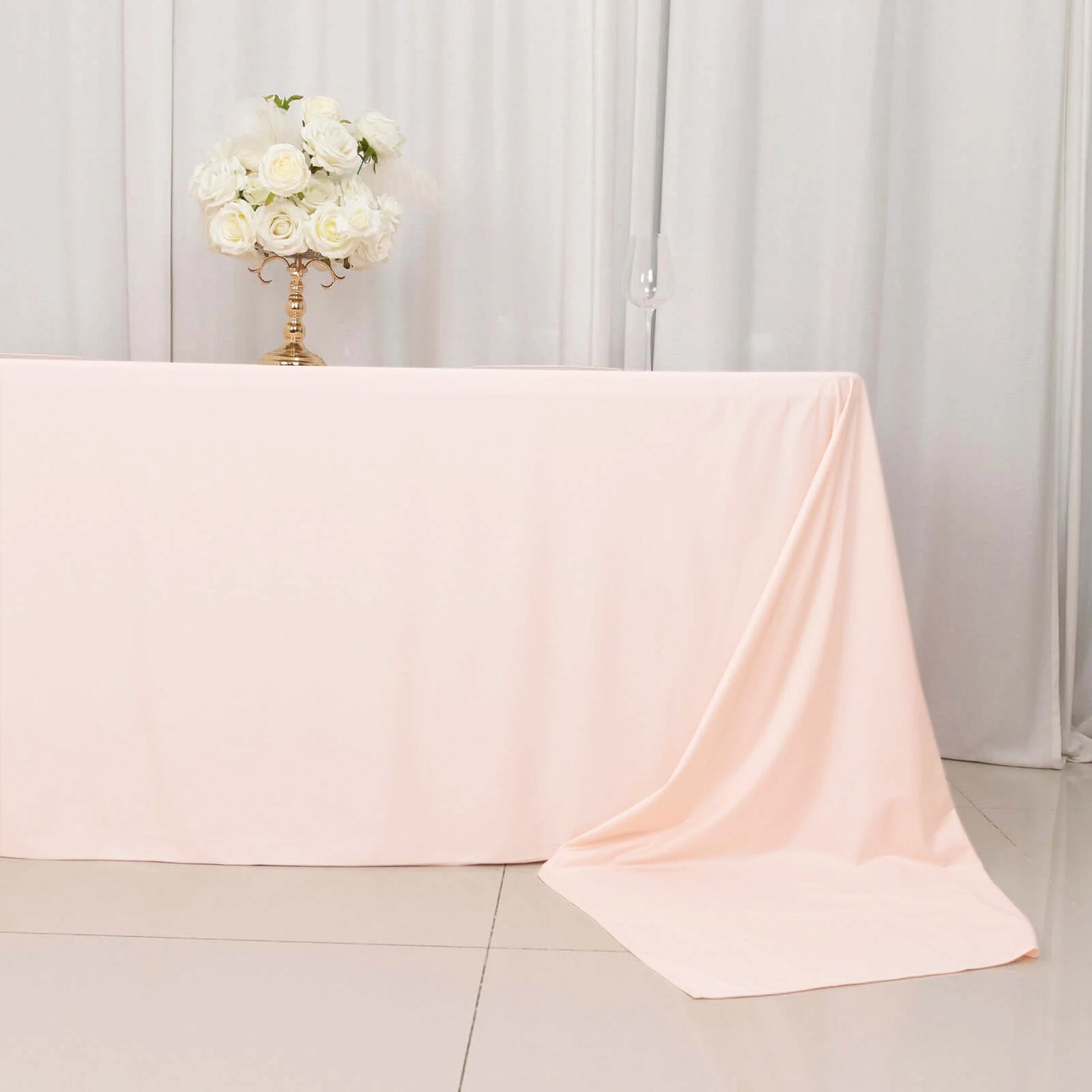 Scuba Rectangular 90"x156" Tablecloth Blush - Wrinkle Free, Stain Resistant & Seamless Table Cover