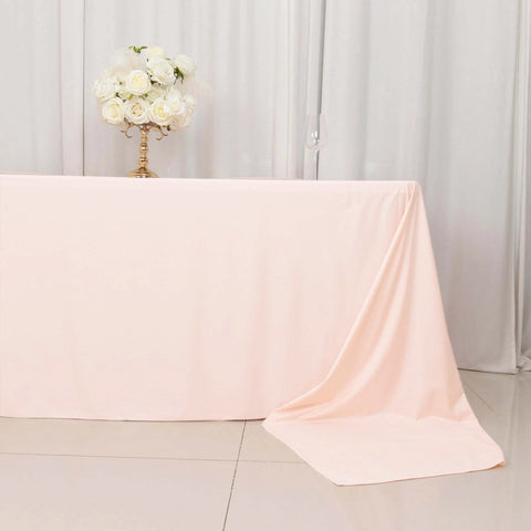 Scuba Rectangular 90"x156" Tablecloth Blush - Wrinkle Free, Stain Resistant & Seamless Table Cover