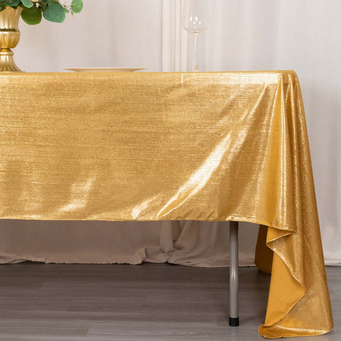 Sequin Dots Polyester 60"x126" Rectangle Tablecloth Shimmering Gold - Wrinkle Free & Sparkling Table Cover for Stylish Event Decor