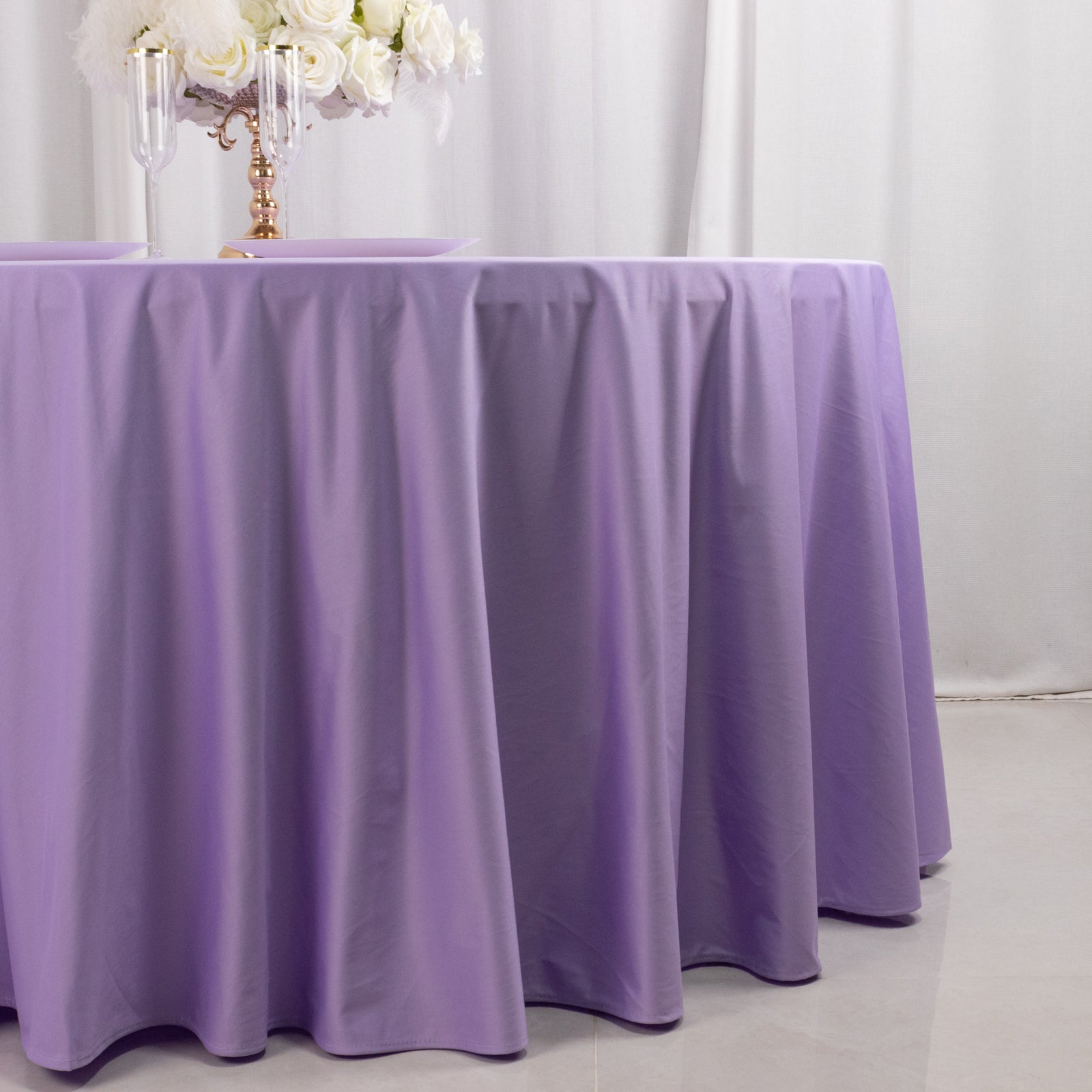 Scuba Round 120" Tablecloth Lavender Lilac - Wrinkle Free & Stain Resistant Seamless Table Cover