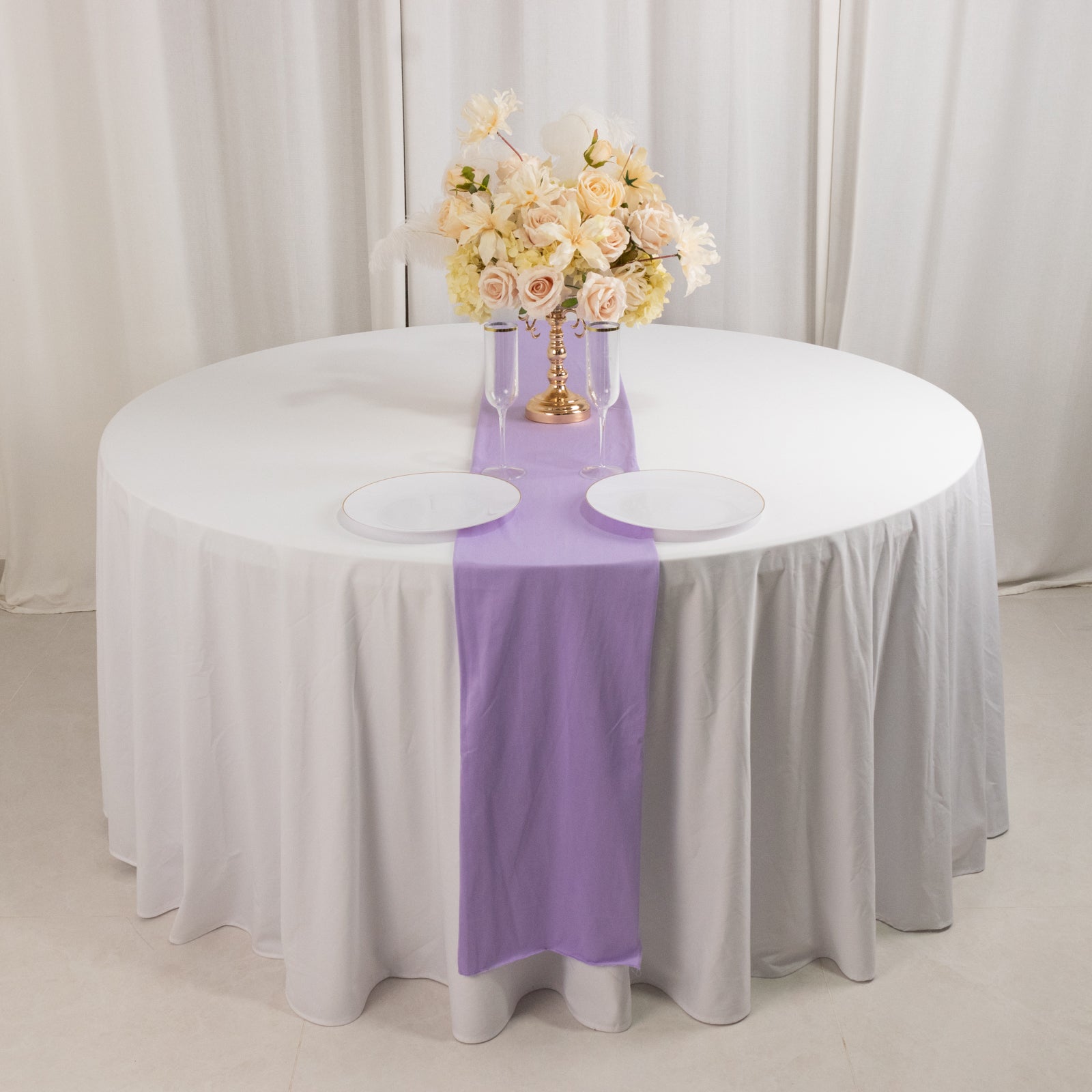 Scuba Polyester 12"x108" Table Runner Lavender Lilac - Wrinkle-Free Table Linen