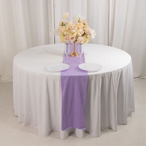 Scuba Polyester 12"x108" Table Runner Lavender Lilac - Wrinkle-Free Table Linen