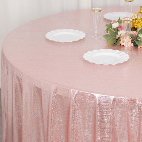 Sequin Dots Polyester Round 120" Tablecloth Shimmering Rose Gold - Wrinkle Free & Sparkling Table Cover