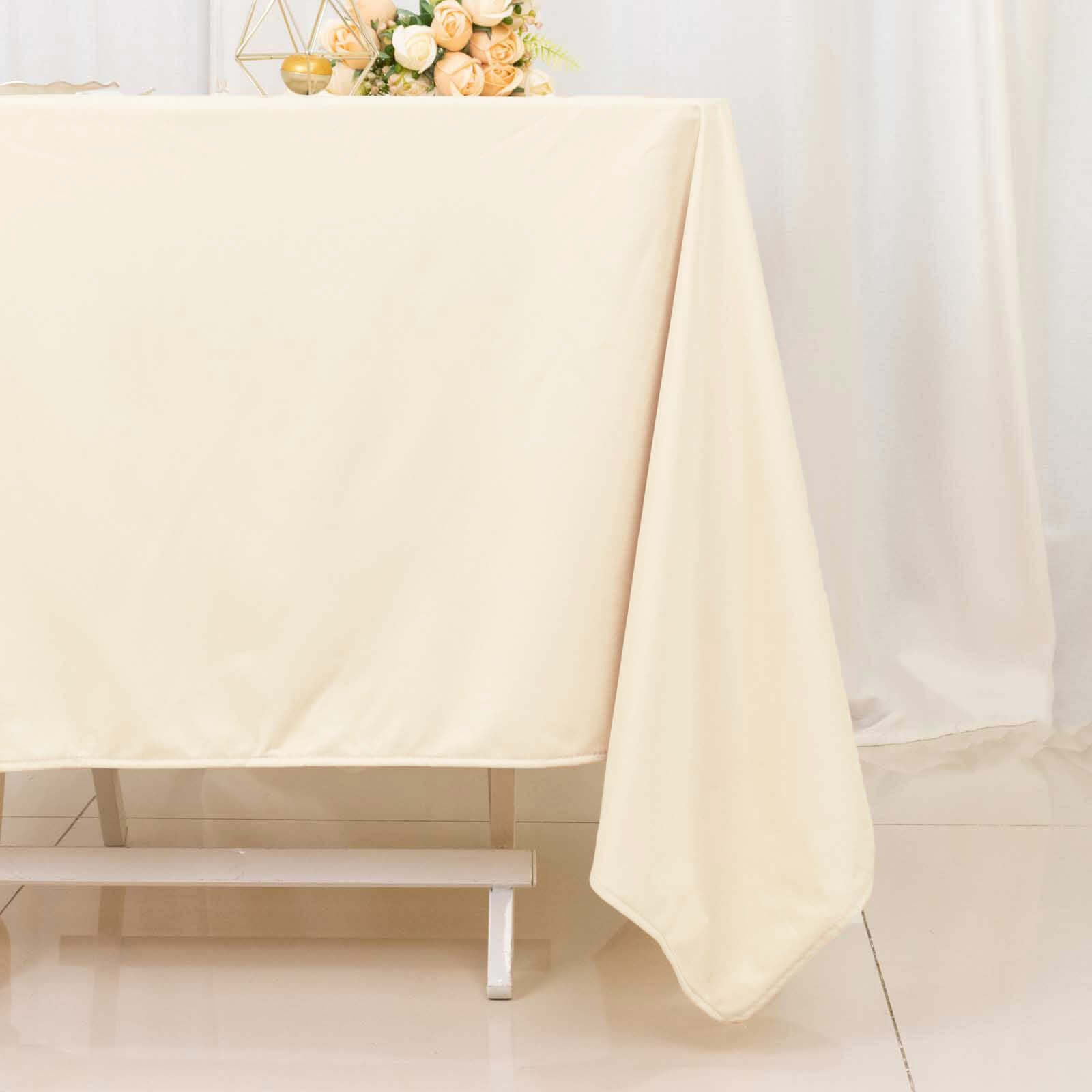 Scuba Square 70"x70" Tablecloth Beige - Wrinkle Free & Stain Resistant Table Cover