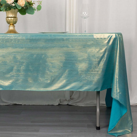 Sequin Dots Polyester 60"x126" Rectangle Tablecloth Shimmering Turquoise - Wrinkle Free & Sparkling Table Cover